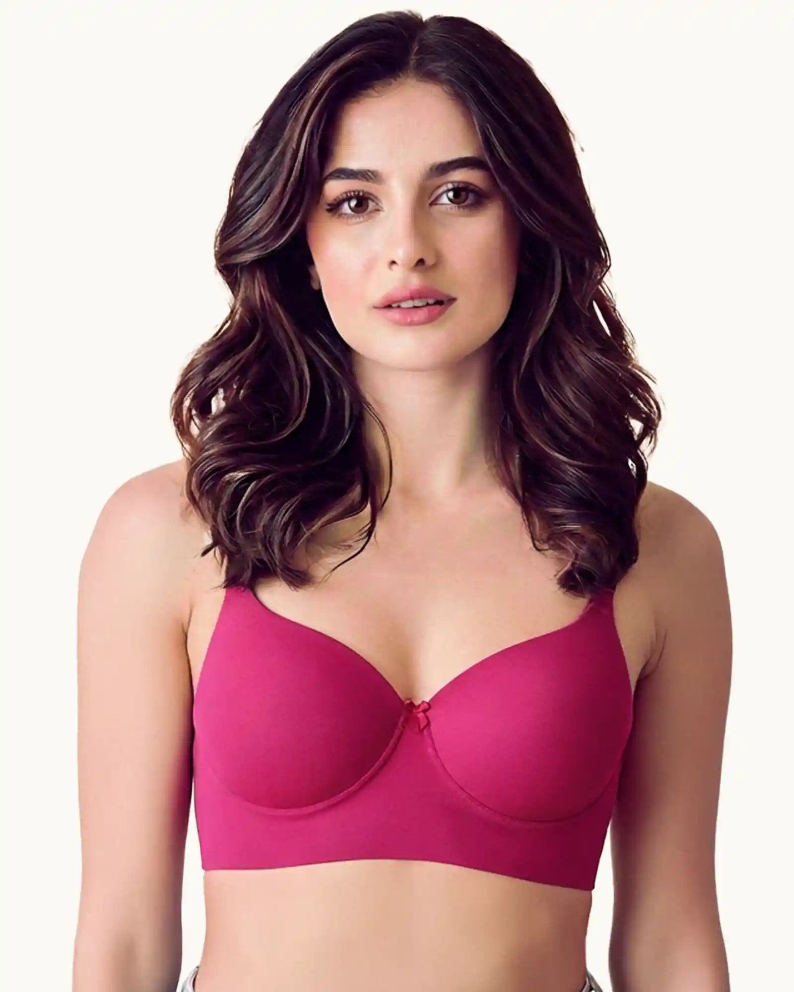 Cotton Non-wired Push-Up Bonded Bra (Level-3 Padding) with 3/4th Coverage (SB-93510)(Wine)