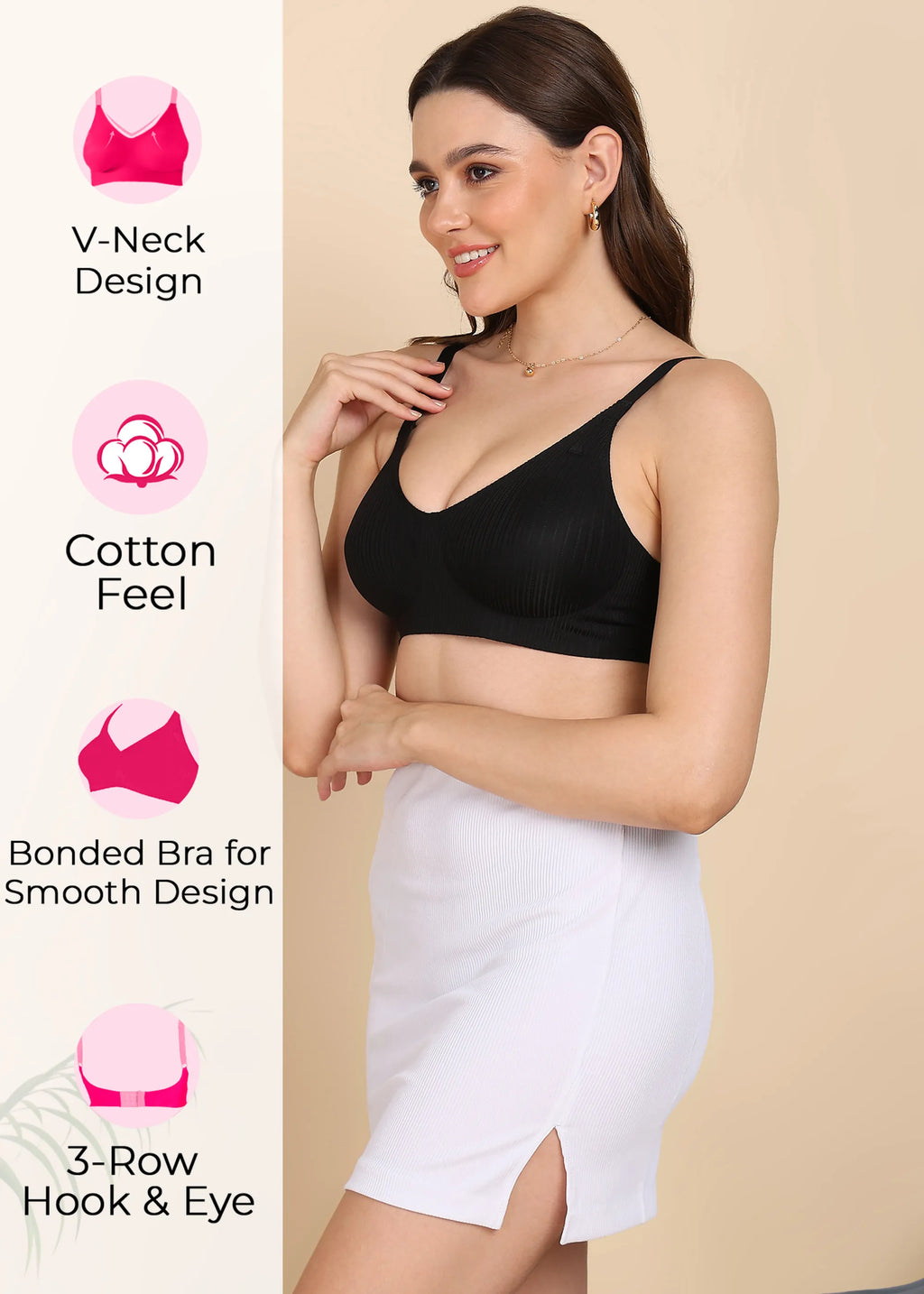 Swanz  Bonded Designer Fabric Padded Seamless Bra (SB-998)