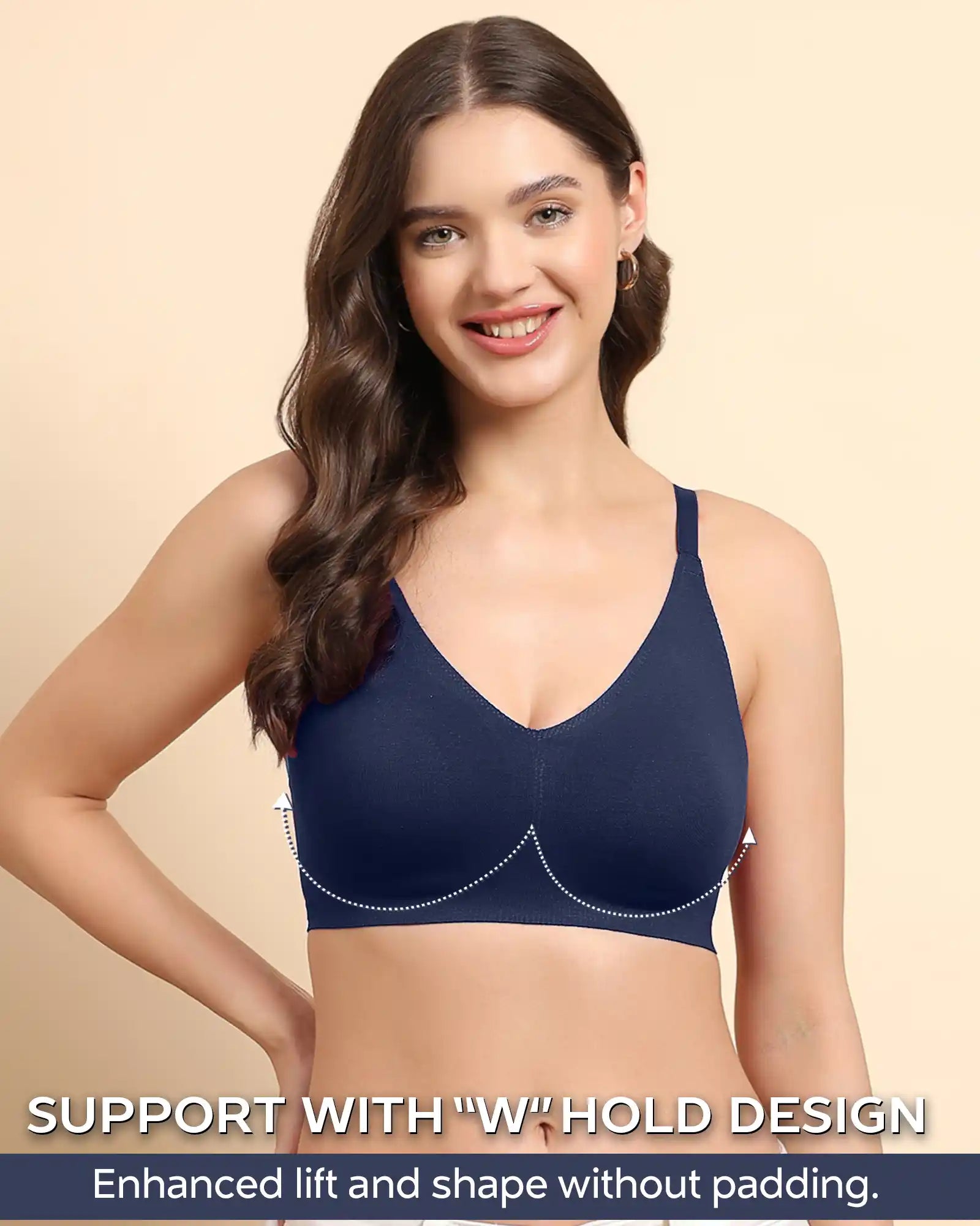 Swanz  Bonded Breathable Cotton Non-Padded Full-Coverage Bra with Hidden Concealer (SB-935)
