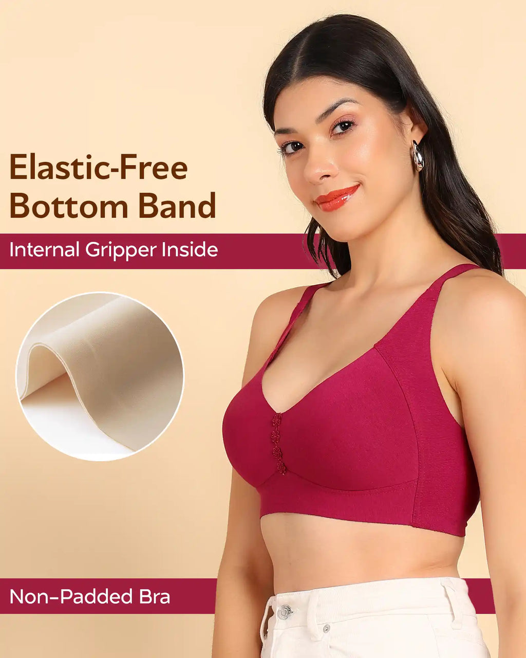 Swanz  Bonded Breathable Cotton Plus-Size Non-Padded M-Frame Minimiser with Hidden Concealer (SB-9303)