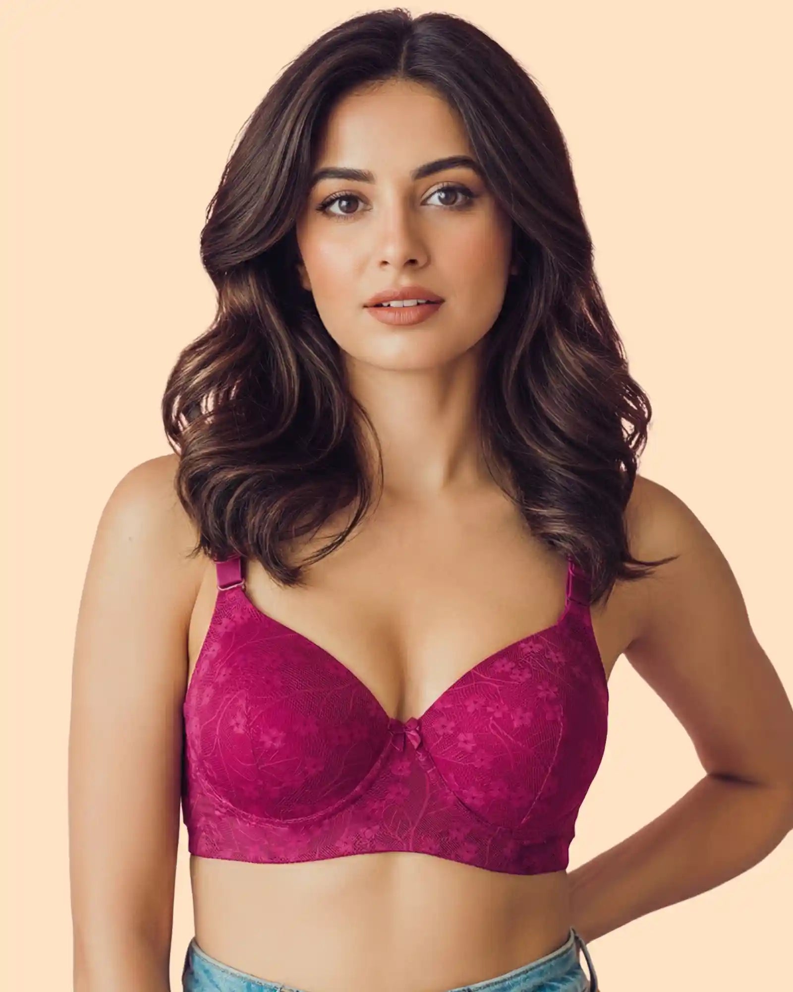 Cotton Padded Bonded Lace Bra  (TW-SB-58011)