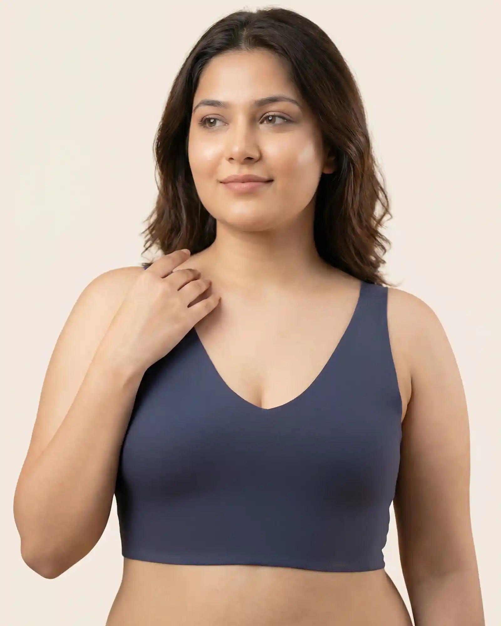 Cotton Non-Padded Full Coverage Bonded Bra (SB-935-Navy)