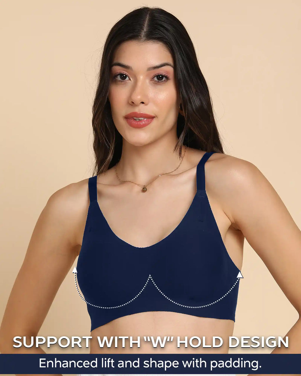 Swanz  Bonded Breathable Cotton Padded Full-Coverage Bra (SB-938-Navy)