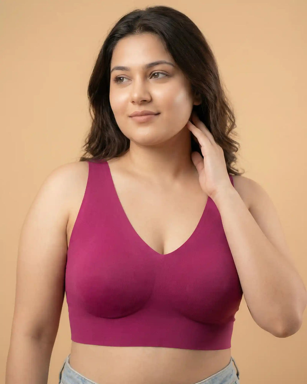 Cotton Non-Padded Full Coverage Bonded Bra (SB-935-Wine)