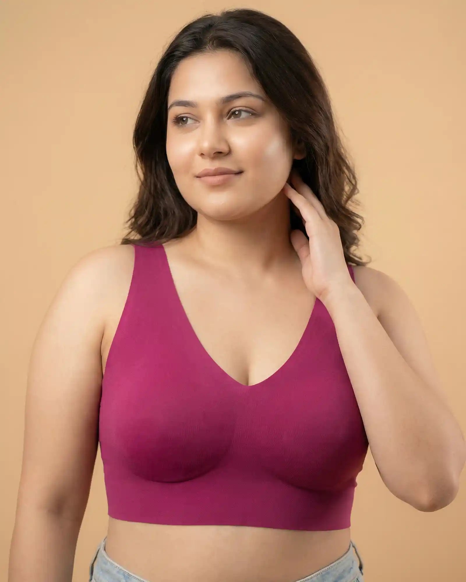 Cotton Non-Padded Full Coverage Bonded Bra (SB-935-Wine)