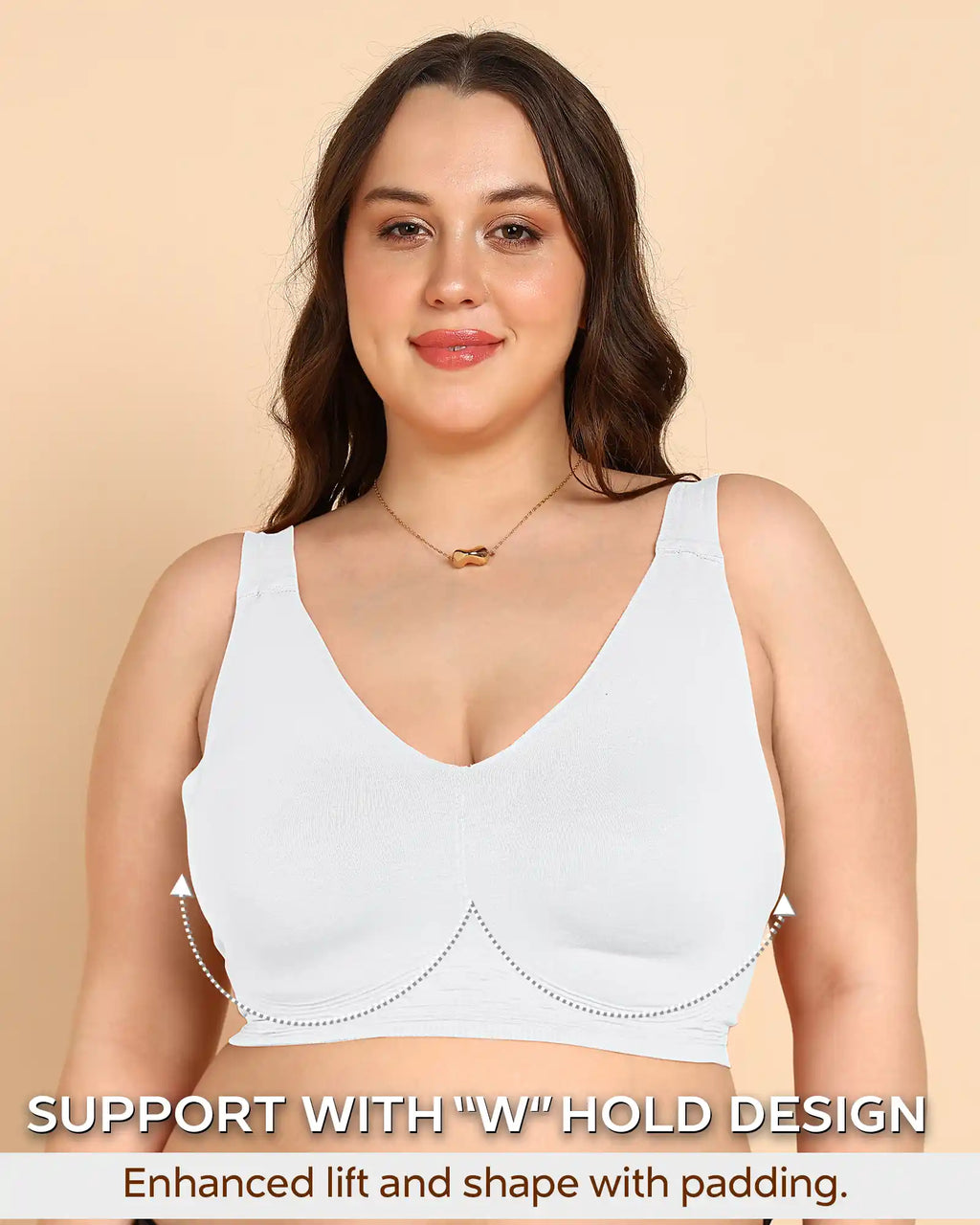 Swanz  Bonded Breathable Cotton Plus-Size Padded Full-Coverage Bra (SB-918-White)