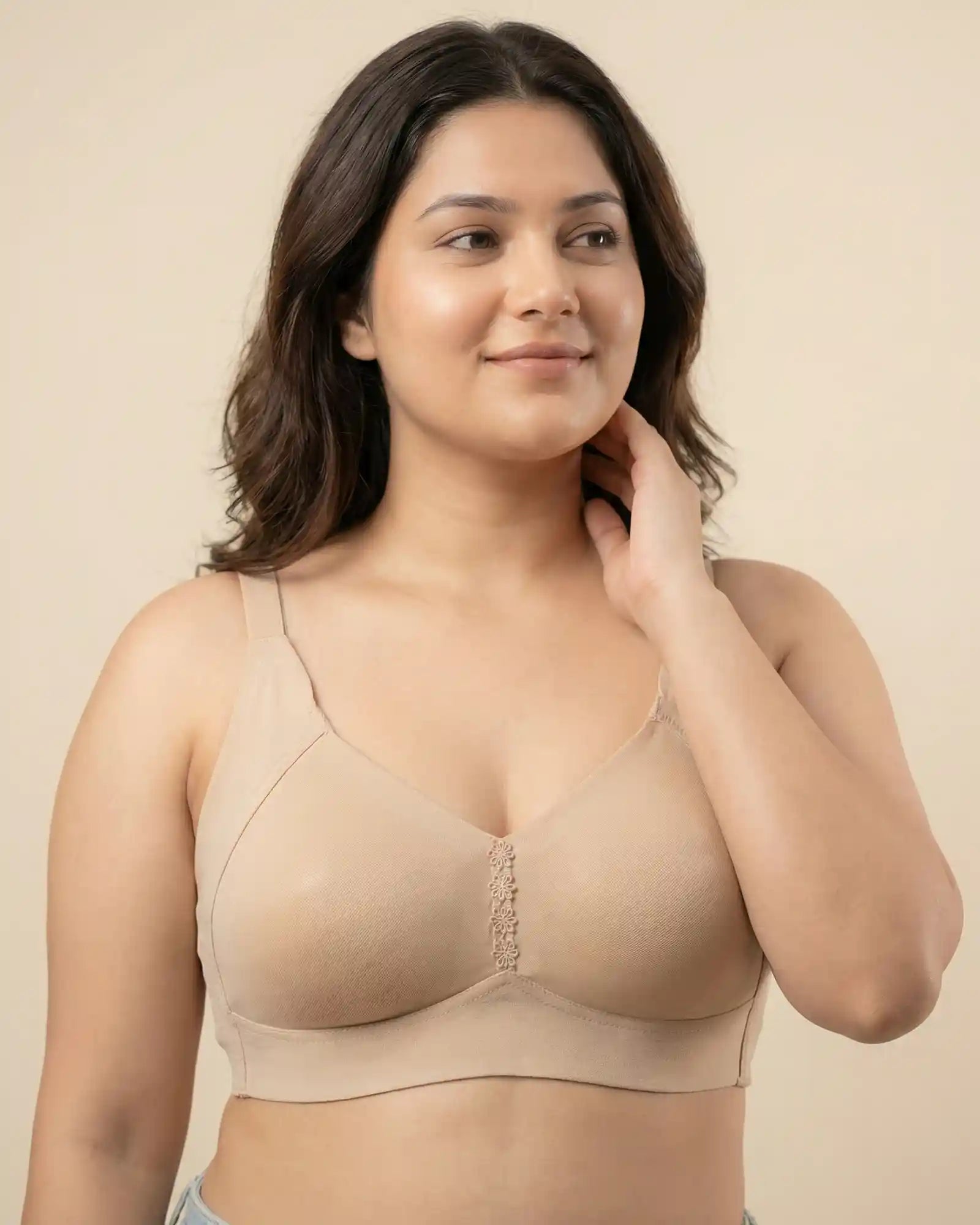 Cotton Non-Padded Plus-Size M-Frame Minimiser Bonded Bra (SB-9303)(Skin)
