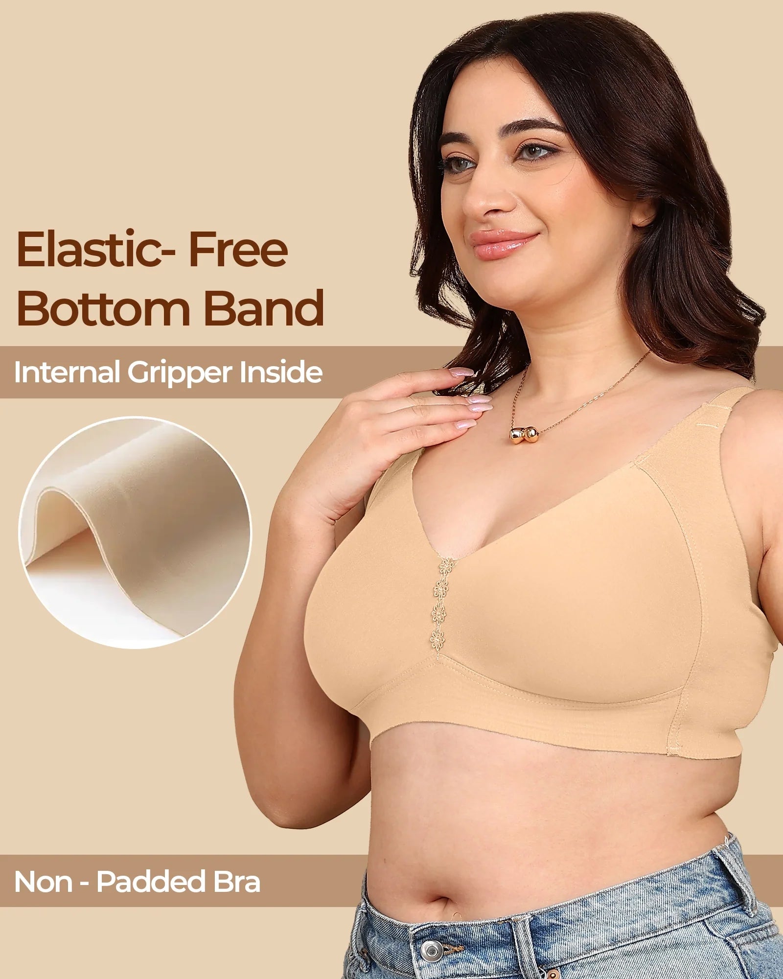 Swanz  Bonded Breathable Cotton Plus-Size Non-Padded M-Frame Minimiser with Hidden Concealer (SB-9303)
