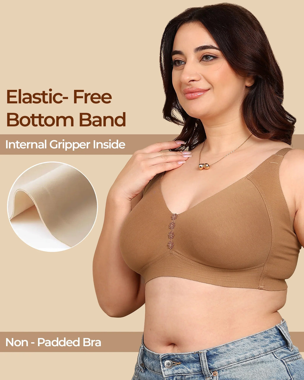 Swanz  Bonded Breathable Cotton Plus-Size Non-Padded M-Frame Minimiser with Hidden Concealer (SB-9303)