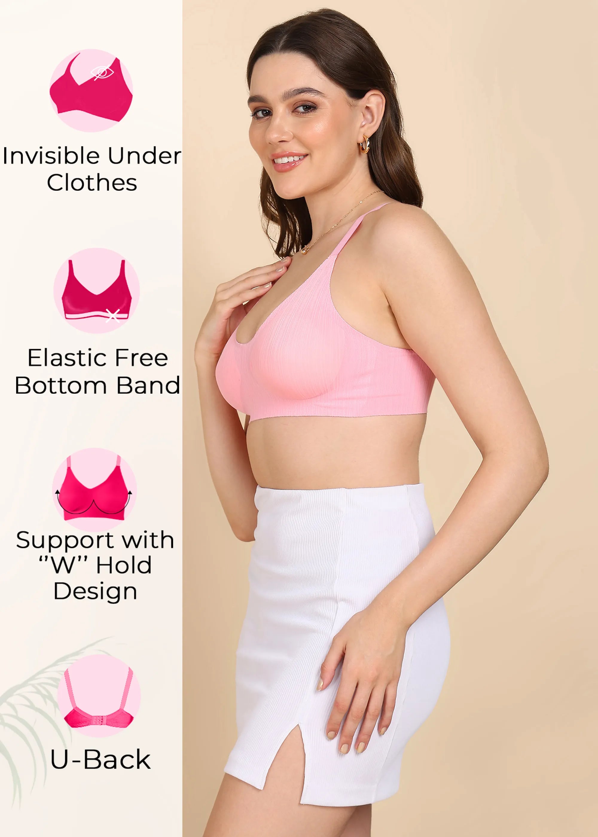 Swanz  Bonded Designer Fabric Padded Seamless Bra (SB-998)