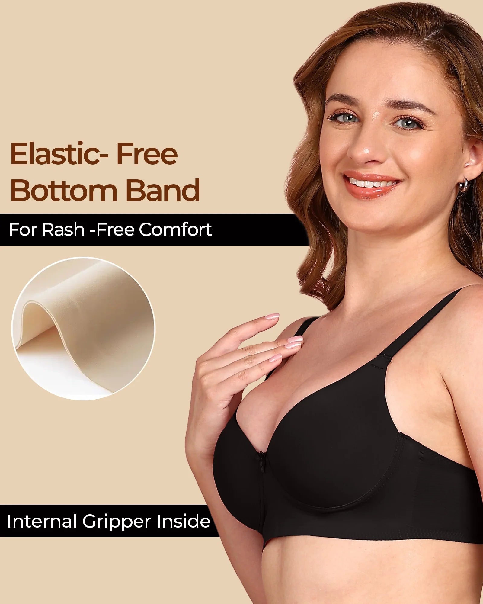 Swanz  Bonded Breathable Cotton Push-Up 3/4-Coverage Bra (Level 3 Padding) (SB-93510)