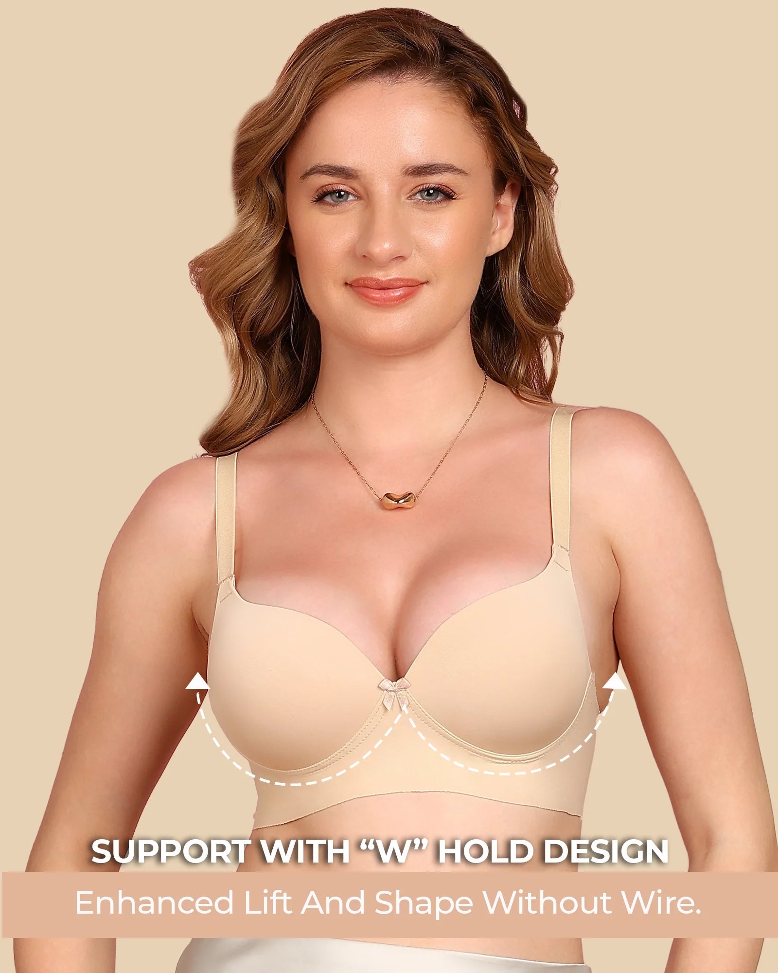 Swanz  Bonded Polyamide Push-Up 3/4 Coverage Maximiser Bra (Level 2 Padding) (SB-95107) (Skin)