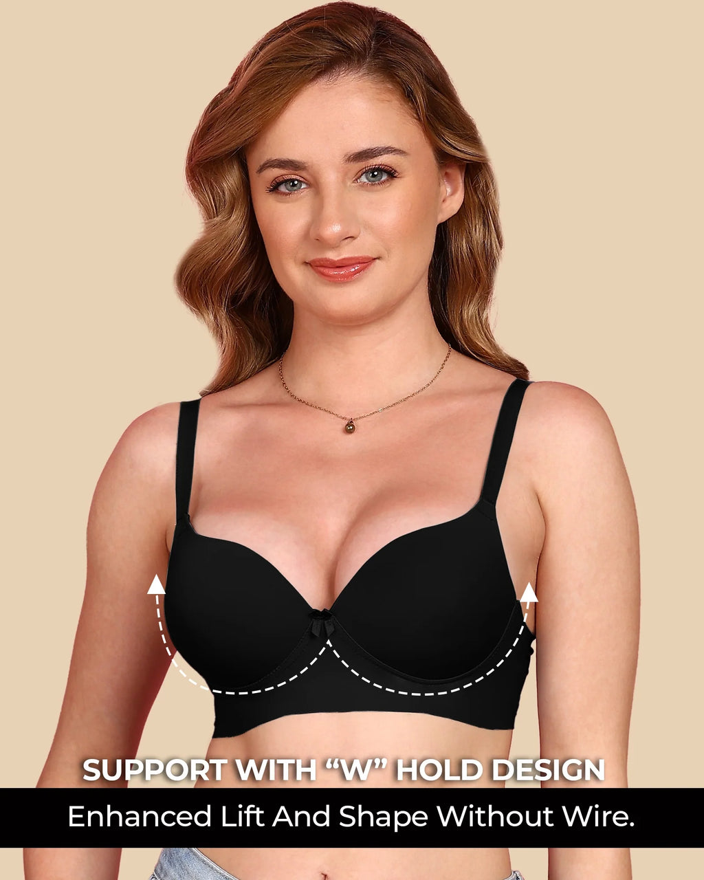 Swanz  Bonded Polyamide Push-Up 3/4 Coverage Maximiser Bra (Level 2 Padding) (SB-95107)