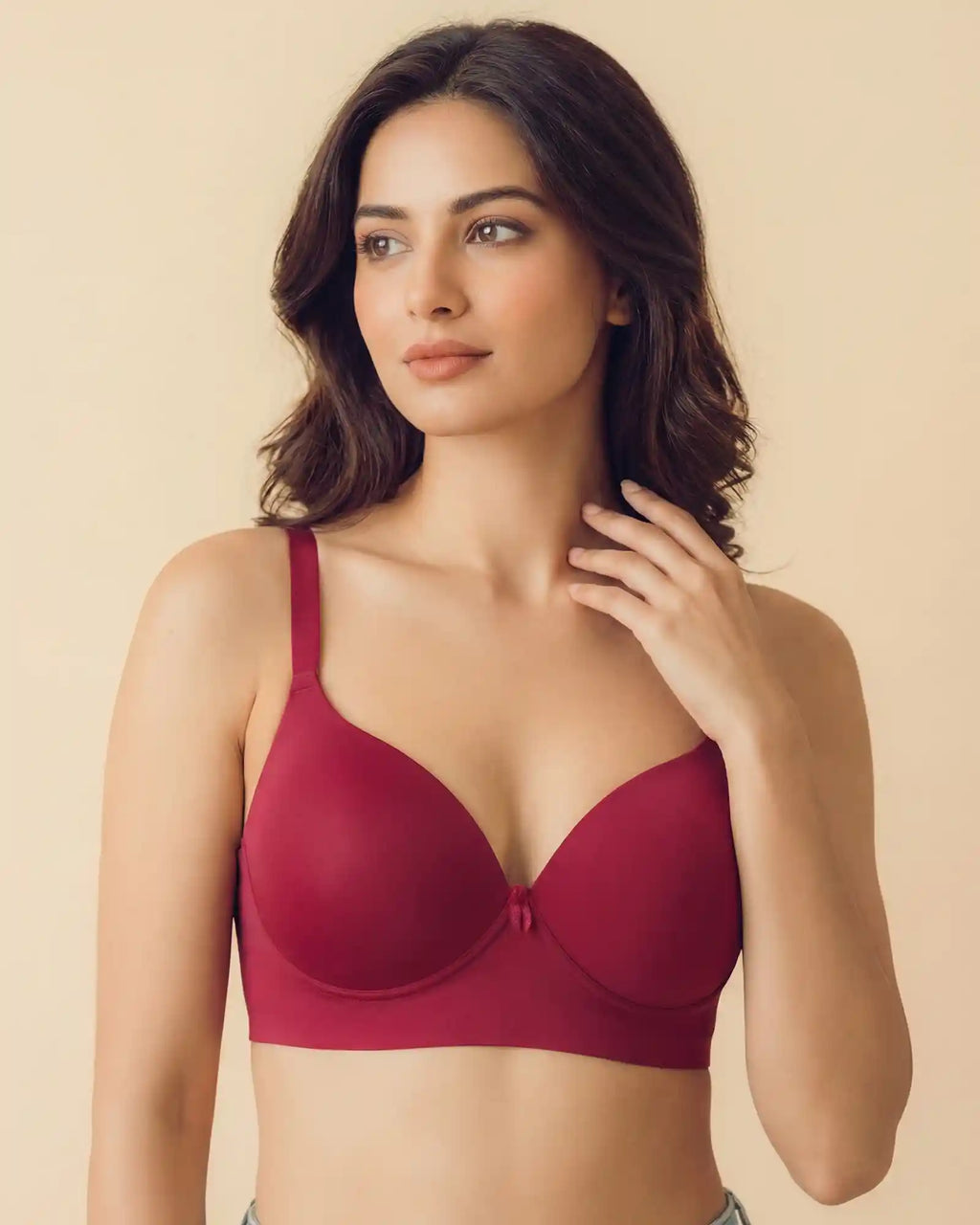Polyamide Non-Wired Maximiser Push Up Bonded Bra (Level-2 Padding) with 3/4th Coverage (SB-95107) (Maroon)