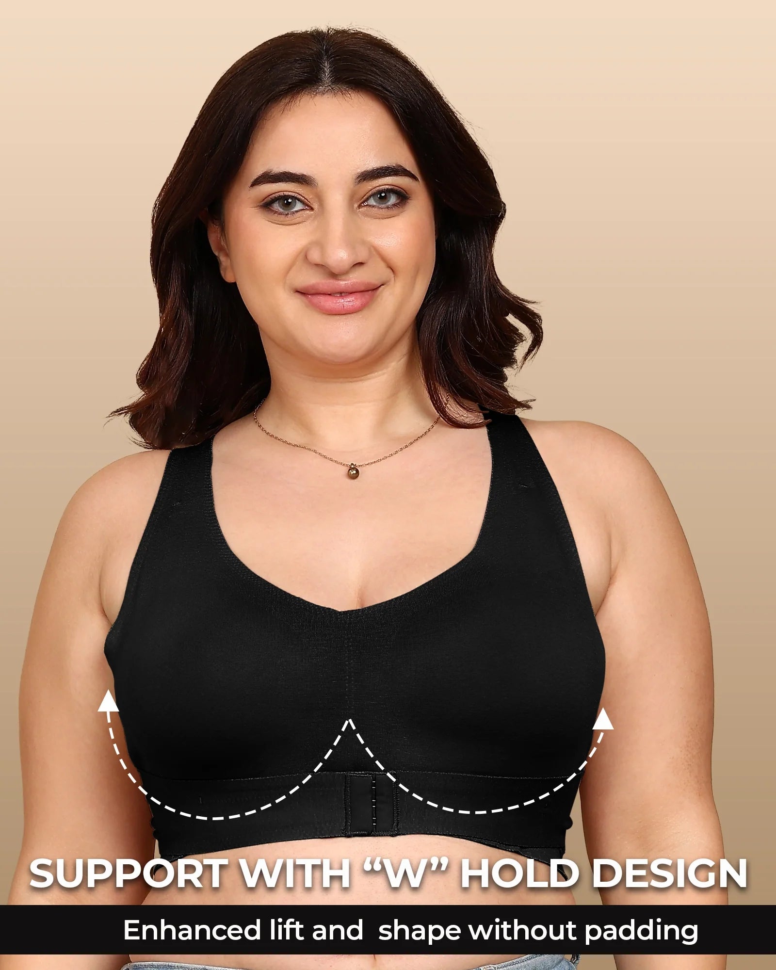 Swanz  Bonded Breathable Cotton Non-Padded Gym Bra with Posture Support (SB-995)