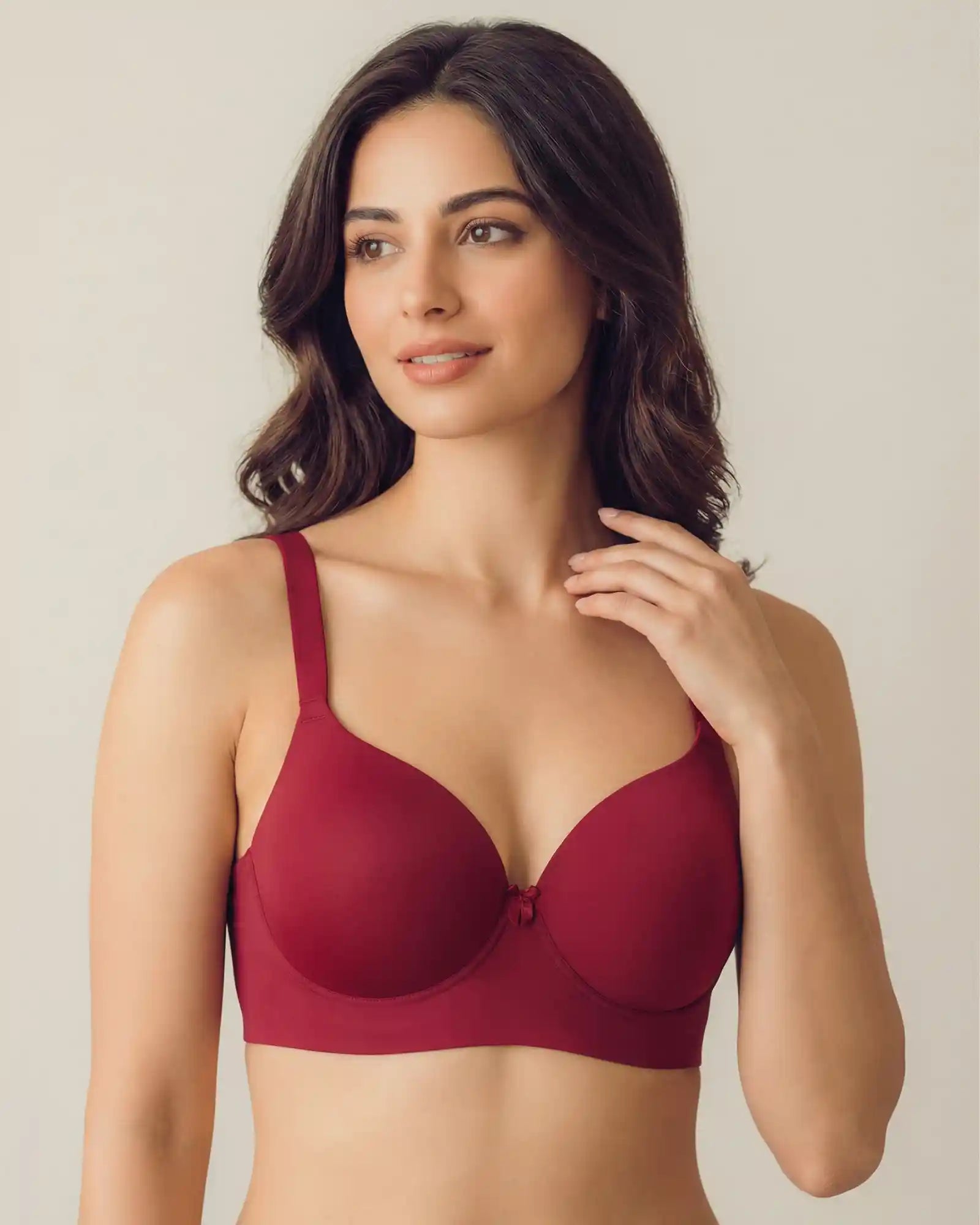 Everyday Lightly Padded Non-Wired Polyamide Bonded Bra (TW-95991 Maroon)