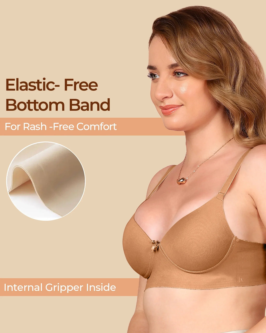 Swanz  Bonded Breathable Cotton Push-Up 3/4-Coverage Bra (Level 3 Padding) (SB-93510)