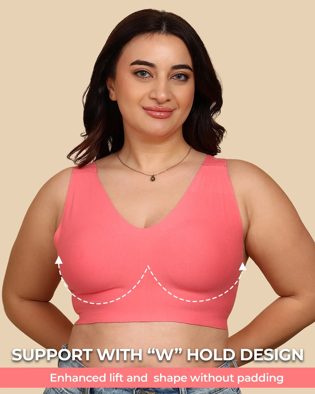 Swanz  Bonded Breathable Cotton Plus-Size Full-Coverage Bra with Hidden Concealer (TW-SB-915)