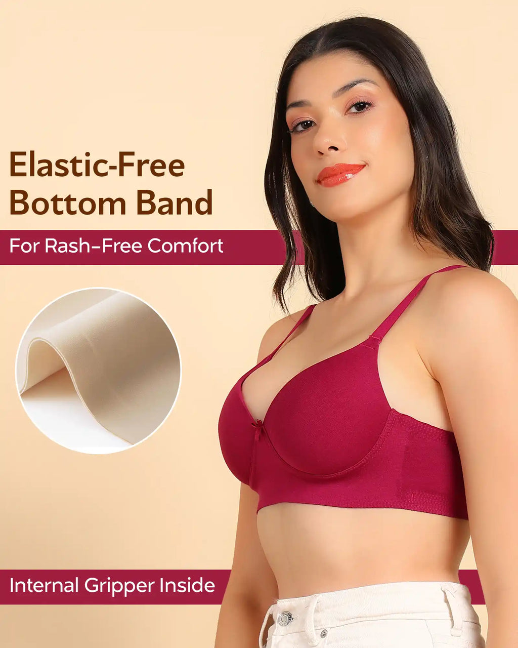 Swanz  Bonded Breathable Cotton Push-Up 3/4-Coverage Bra (Level 3 Padding) (SB-93510)