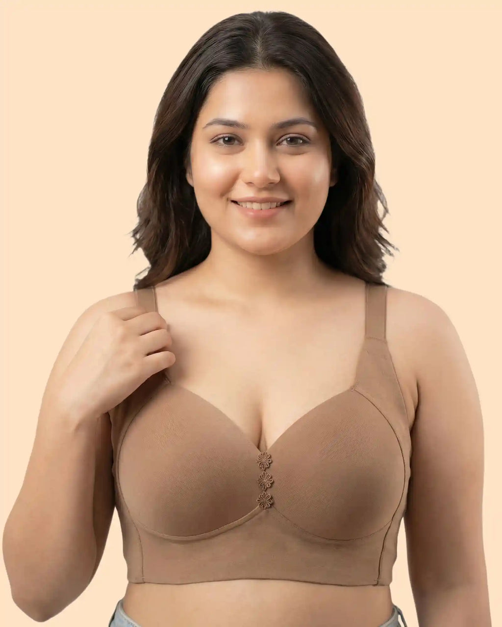 Cotton Padded Plus-Size M-Frame Minimiser Bonded Bra (SB-9203)(Fawn)