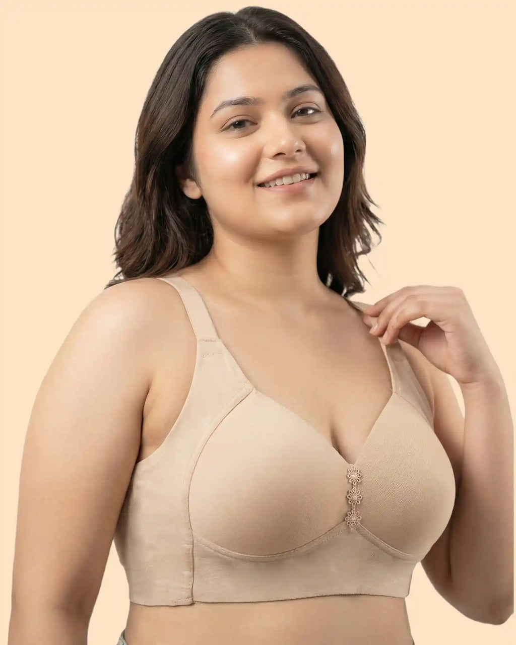 Cotton Padded Plus-Size M-Frame Minimiser Bonded Bra (SB-9203)(Skin)