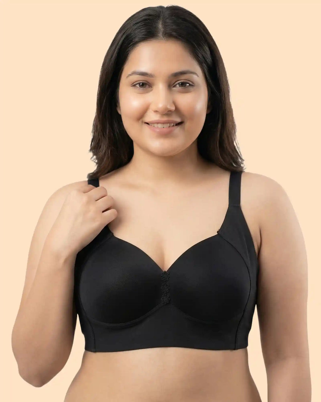 Cotton Padded Plus-Size M-Frame Minimiser Bonded Bra (SB-9203)(Black)