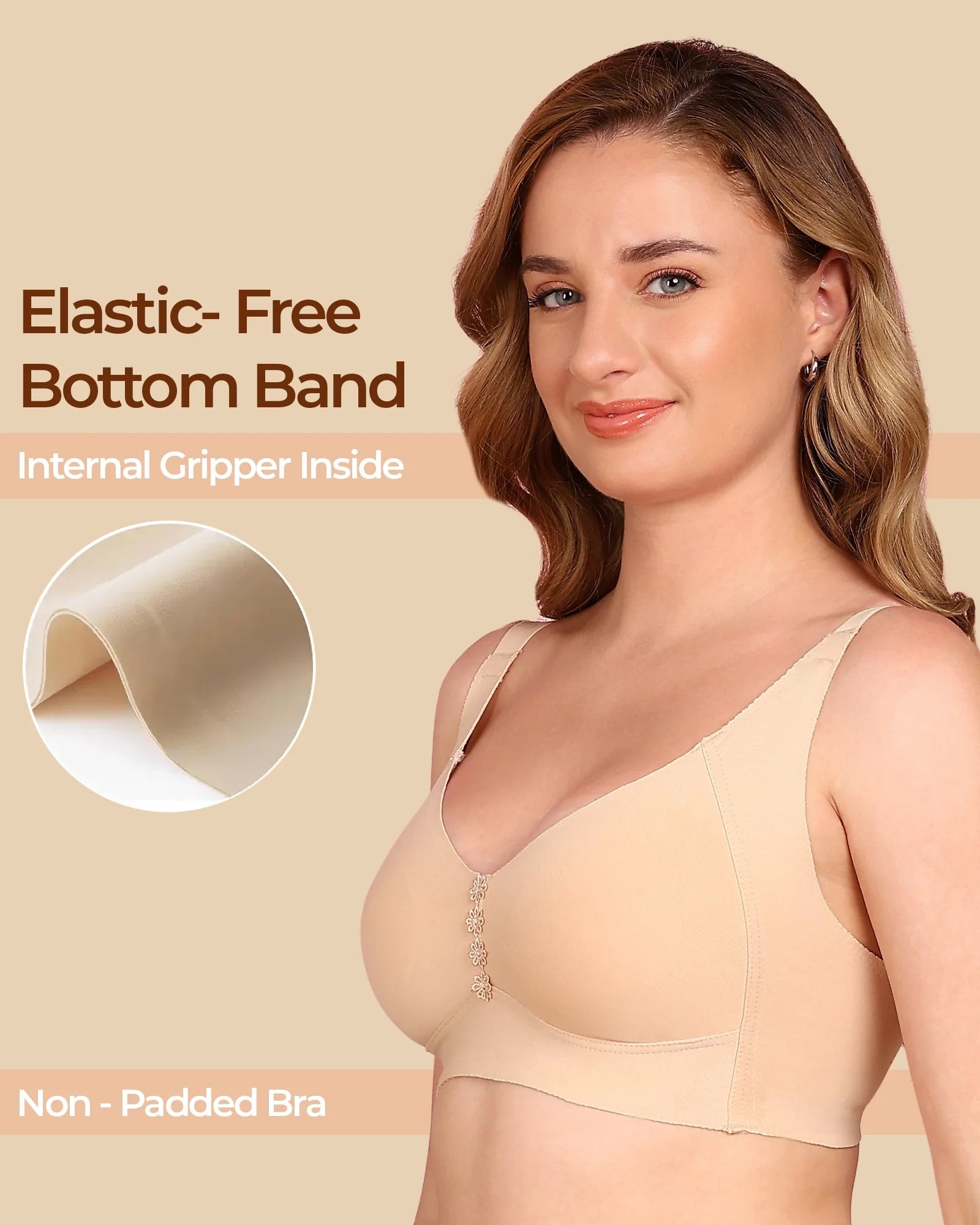 Swanz  Bonded Breathable Cotton Plus-Size Non-Padded M-Frame Minimiser with Hidden Concealer (SB-9303)