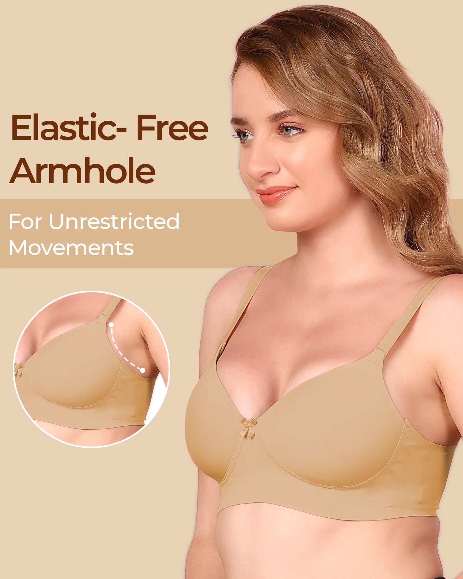 Swanz  Bonded Polyamide Lightly Padded Bra (Level 1 Padding) (SB-95991) (Fawn)