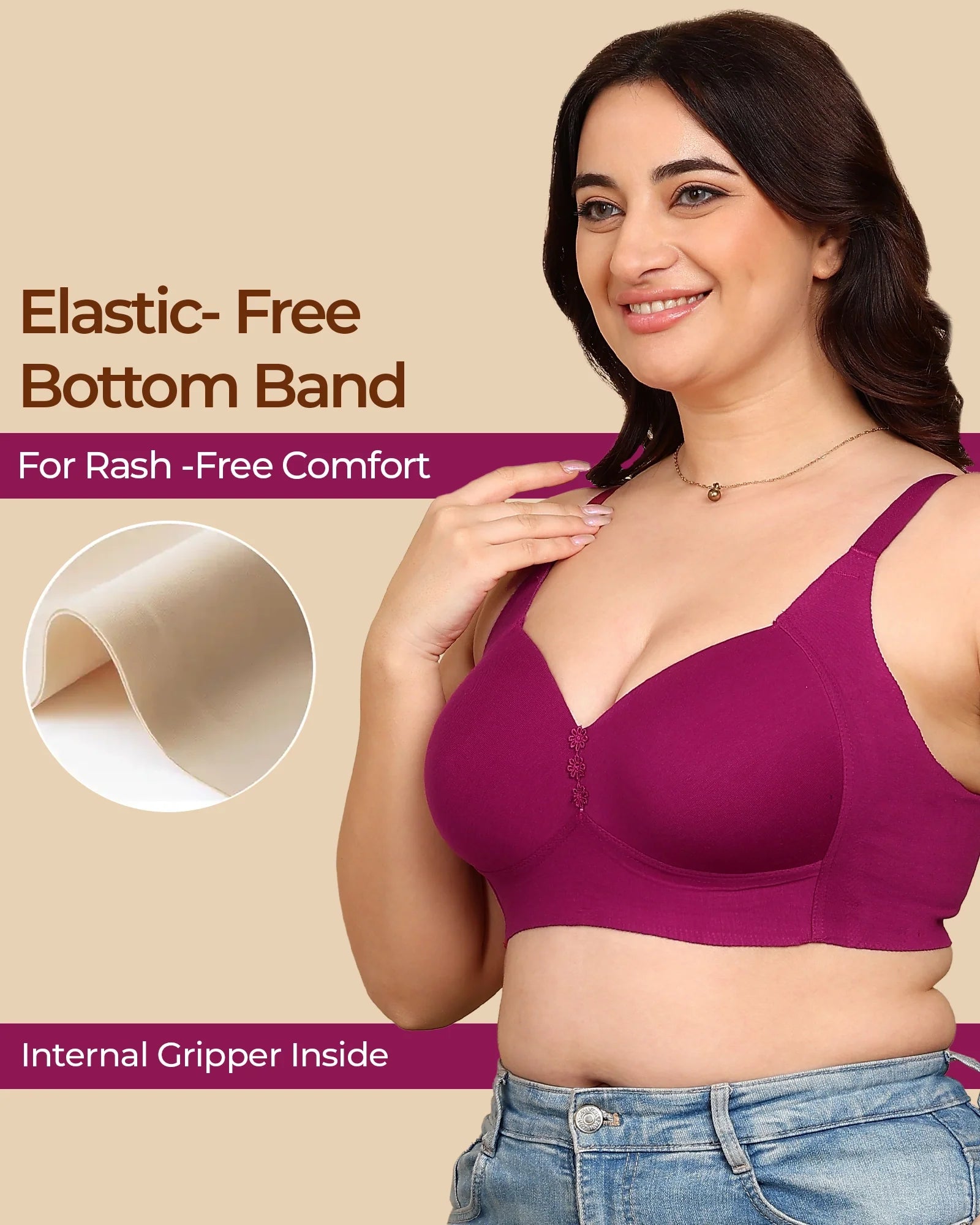 Swanz  Bonded Breathable Cotton Plus-Size Padded M-Frame Minimiser (SB-9203)
