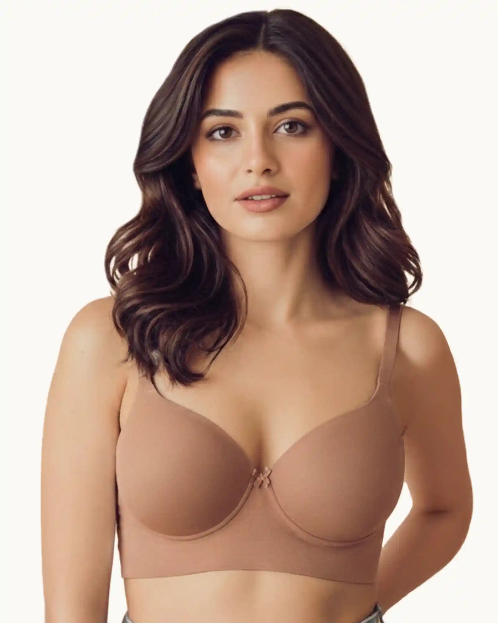 Cotton Non-wired Push-Up Bonded Bra (Level-3 Padding) with 3/4th Coverage (SB-93510) (Fawn)