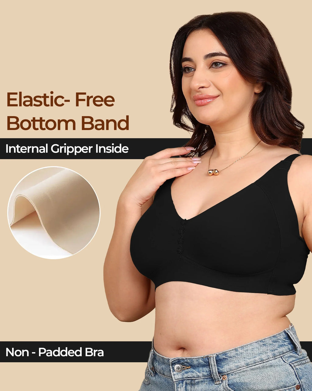 Swanz  Bonded Breathable Cotton Plus-Size Non-Padded M-Frame Minimiser with Hidden Concealer (SB-9303)