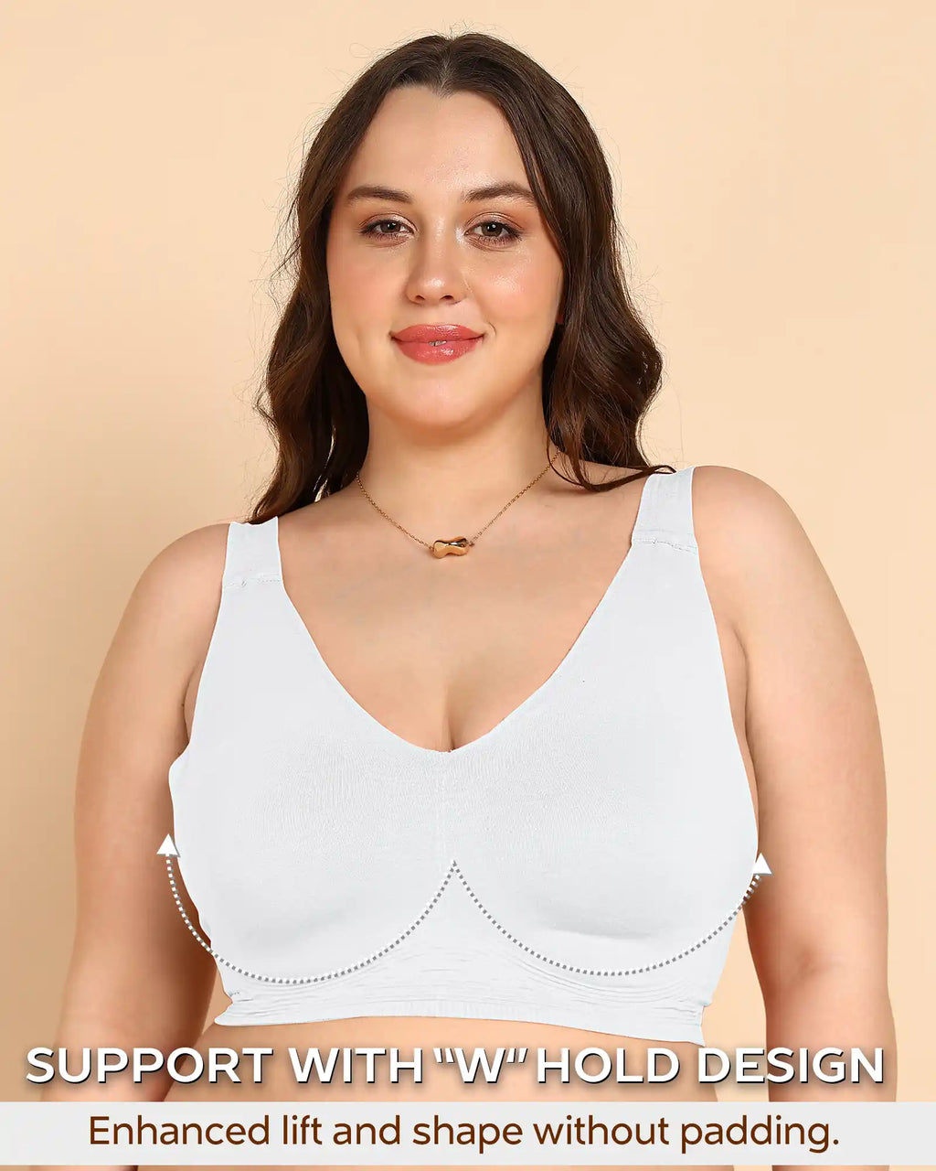 Swanz  Bonded Breathable Cotton Plus-Size Full-Coverage Bra with Hidden Concealer (SB-915-White)