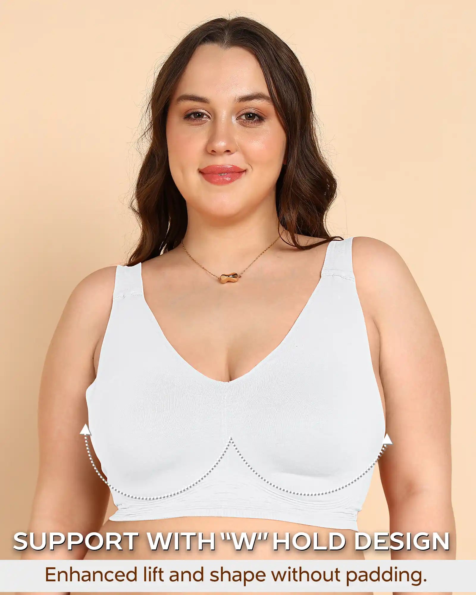 Swanz  Bonded Breathable Cotton Plus-Size Full-Coverage Bra with Hidden Concealer (SB-915-White)