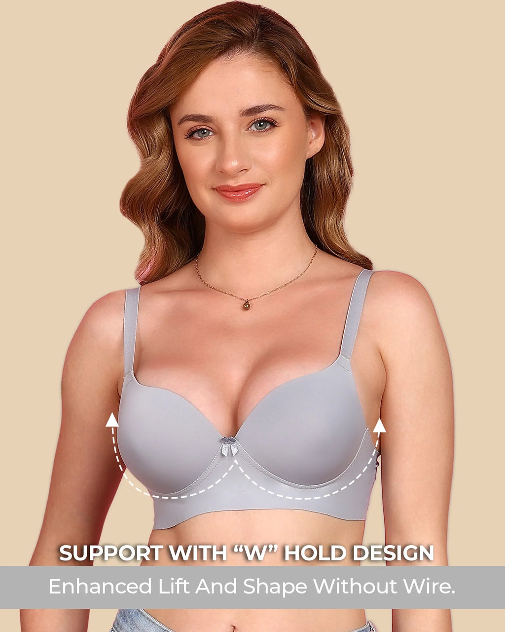 Swanz  Bonded Polyamide Push-Up 3/4 Coverage Maximiser Bra (Level 2 Padding) (SB-95107) (Grey)