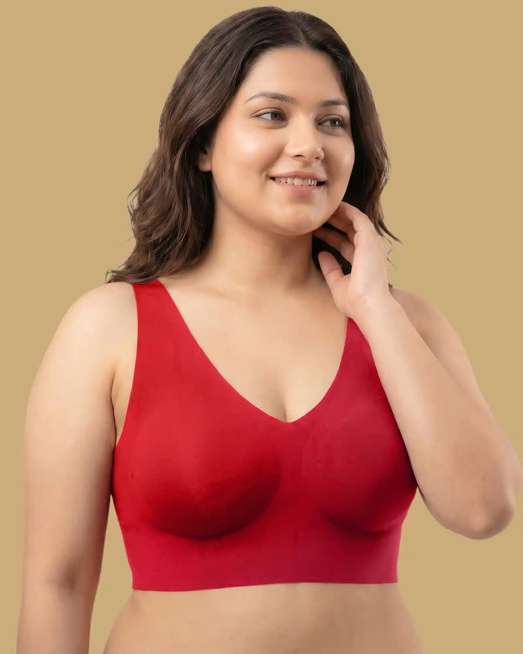 Cotton Padded Full Coverage Plus-Size Bonded Bra (SB-918-Red)
