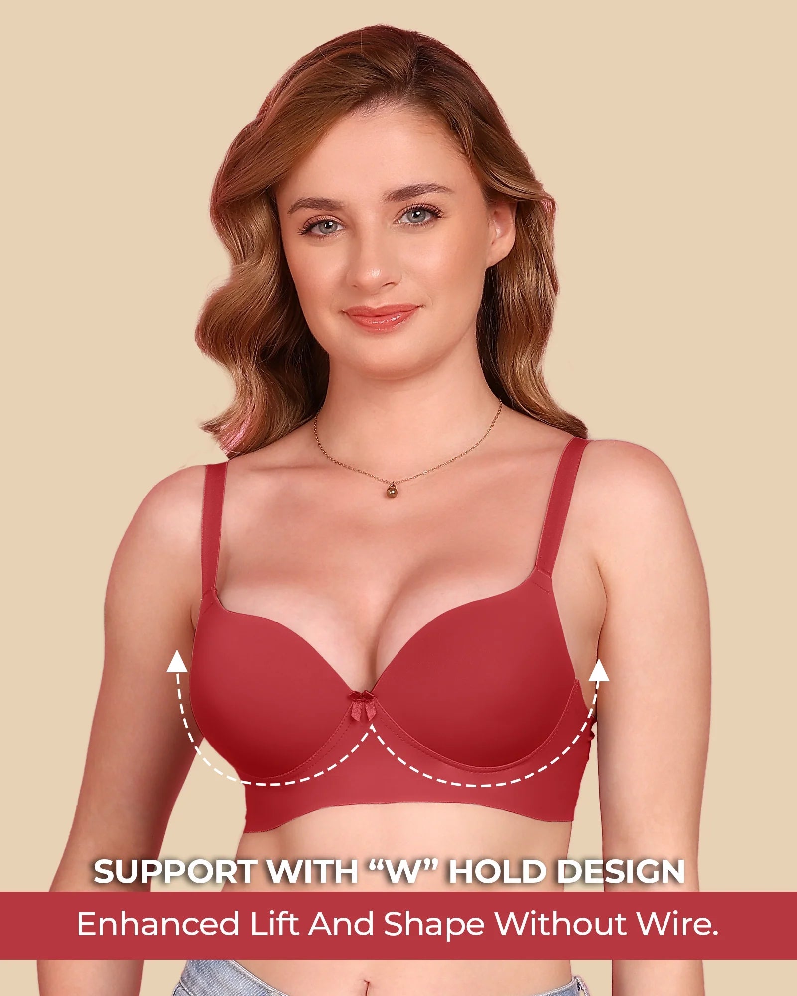 Swanz  Bonded Polyamide Push-Up 3/4 Coverage Maximiser Bra (Level 2 Padding) (SB-95107)