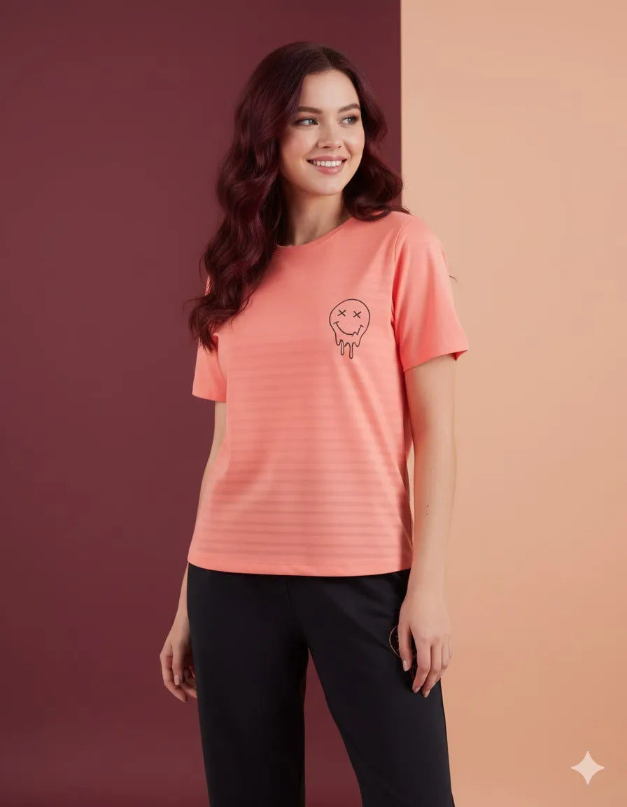 Arolisa Women’s Hosiery Lounge Set – Tee & Pyjama, Relaxed Fit