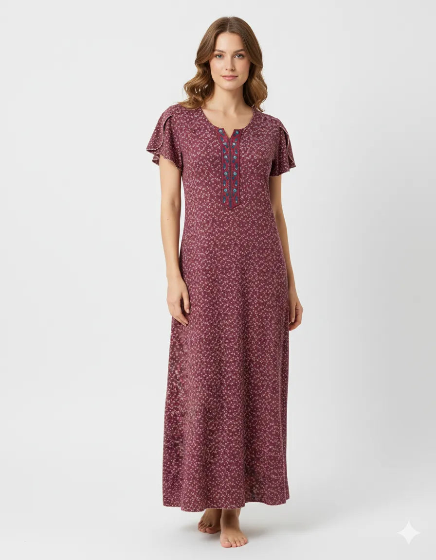 Arolisa Printed Rayon Alpine Nighty – Comfortable, Relaxed Fit (L/XL)