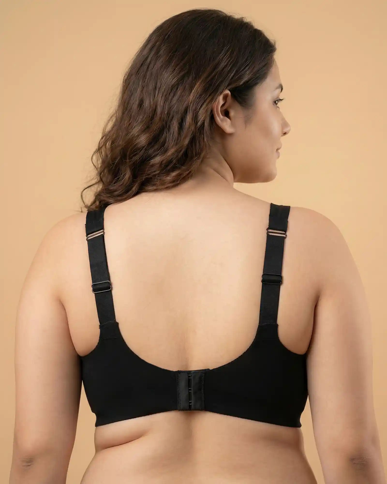 Cotton Non-Padded Plus-Size Bonded Bra with Hidden Concealer (SB-915-Black)