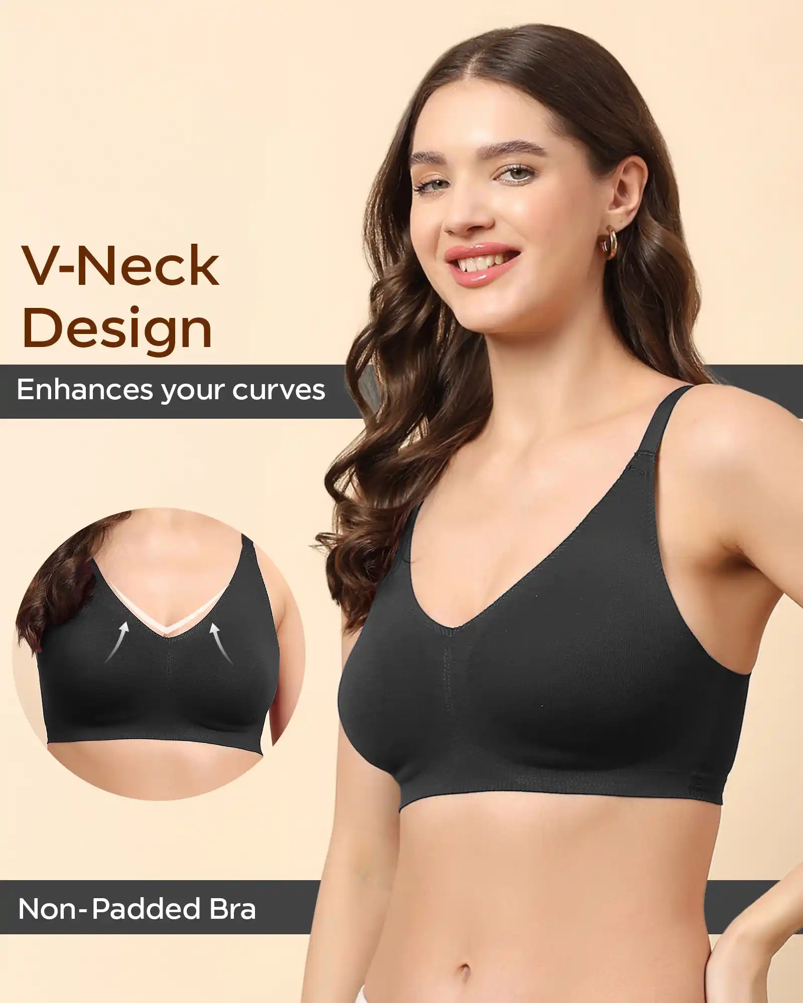 Swanz  Bonded Breathable Cotton Non-Padded Full-Coverage Bra with Hidden Concealer (SB-935)