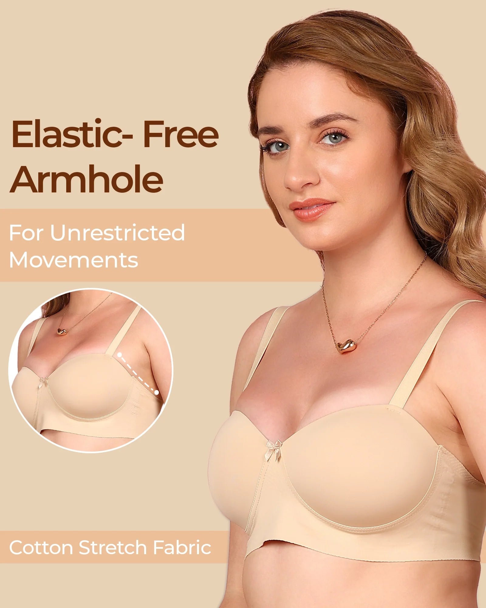 Swanz  Bonded Demi-Cup Padded Cotton Spandex Bra (SB-91012)