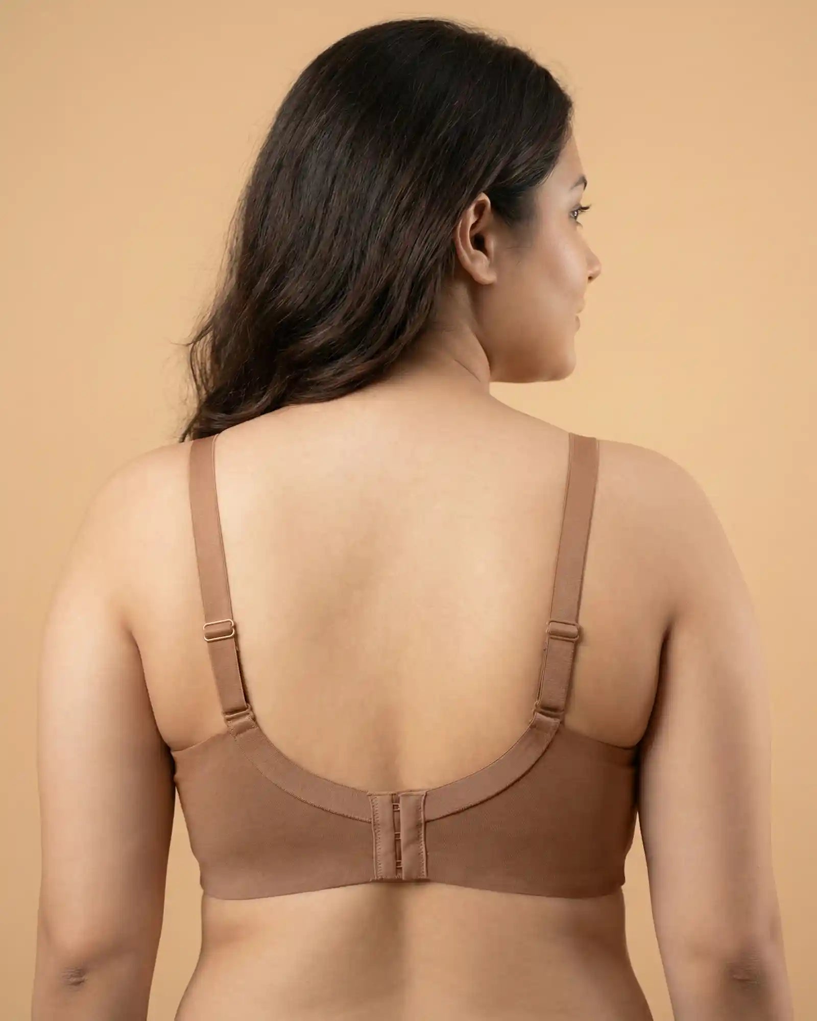 Cotton Non-Padded Plus-Size M-Frame Minimiser Bonded Bra (SB-9303)(Fawn)