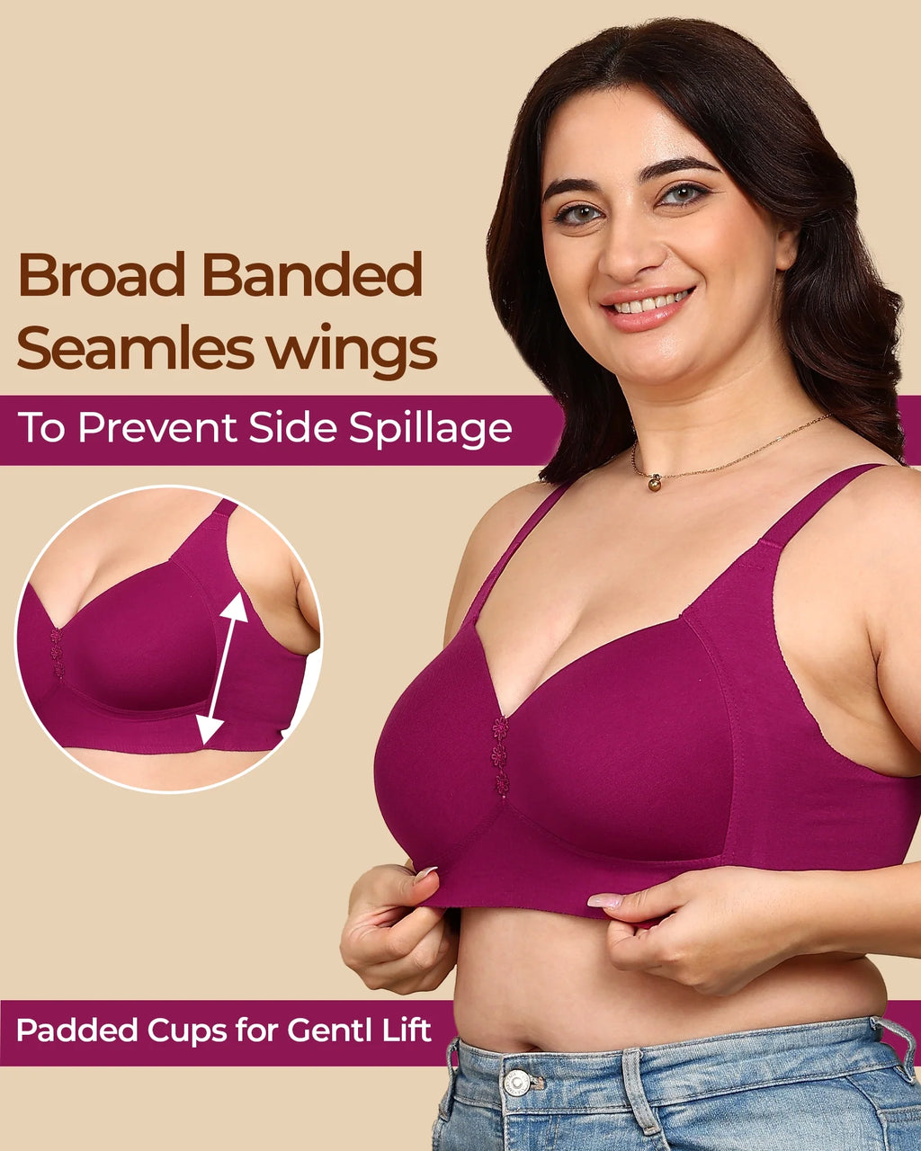 Swanz  Bonded Breathable Cotton Plus-Size Padded M-Frame Minimiser (SB-9203)