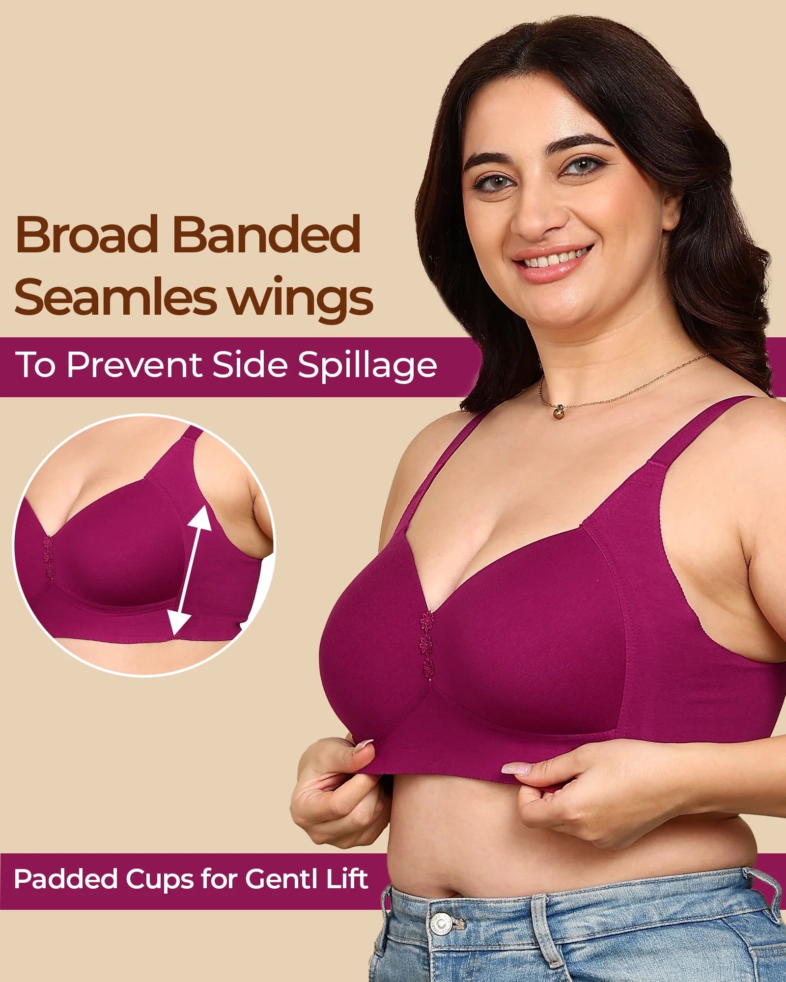 Swanz  Bonded Breathable Cotton Plus-Size Padded M-Frame Minimiser (SB-9203)