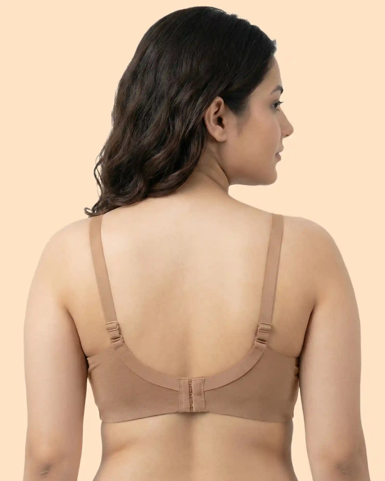 Cotton Padded Plus-Size M-Frame Minimiser Bonded Bra (SB-9203)(Fawn)
