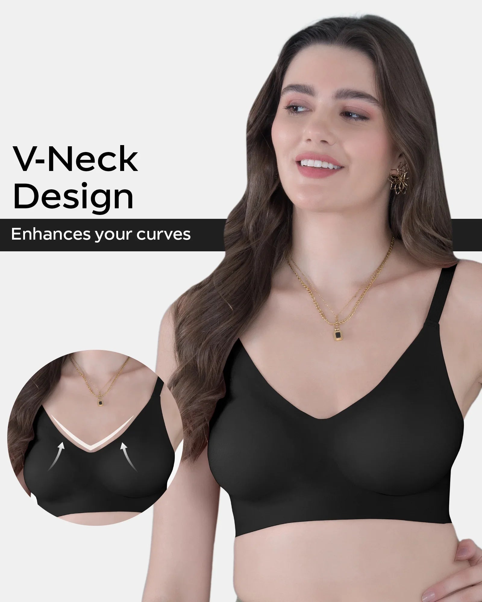 Swanz  Bonded Polyamide Full-Coverage Padded Bra (SB-968) (Black)