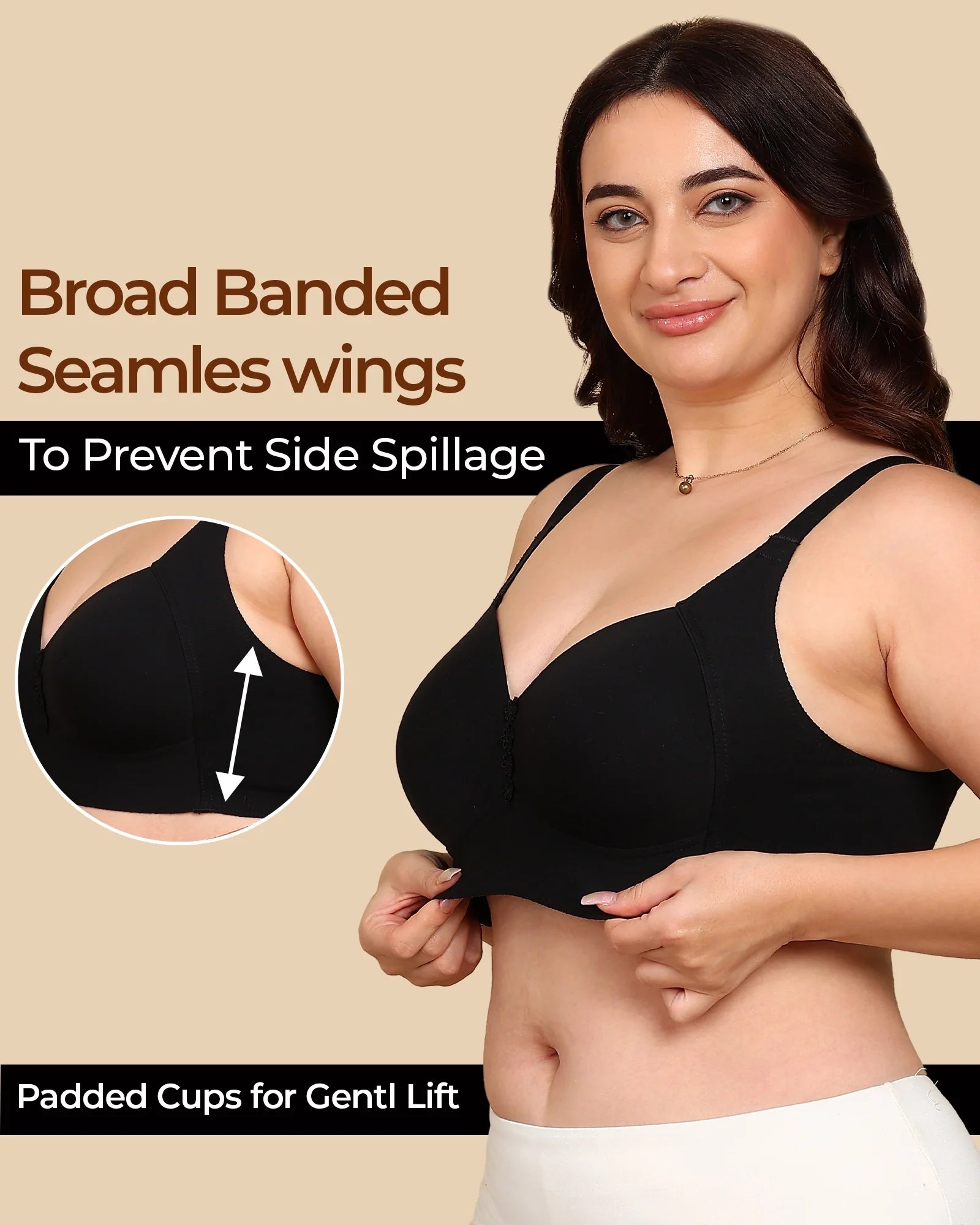 Swanz  Bonded Breathable Cotton Plus-Size Padded M-Frame Minimiser (SB-9203)