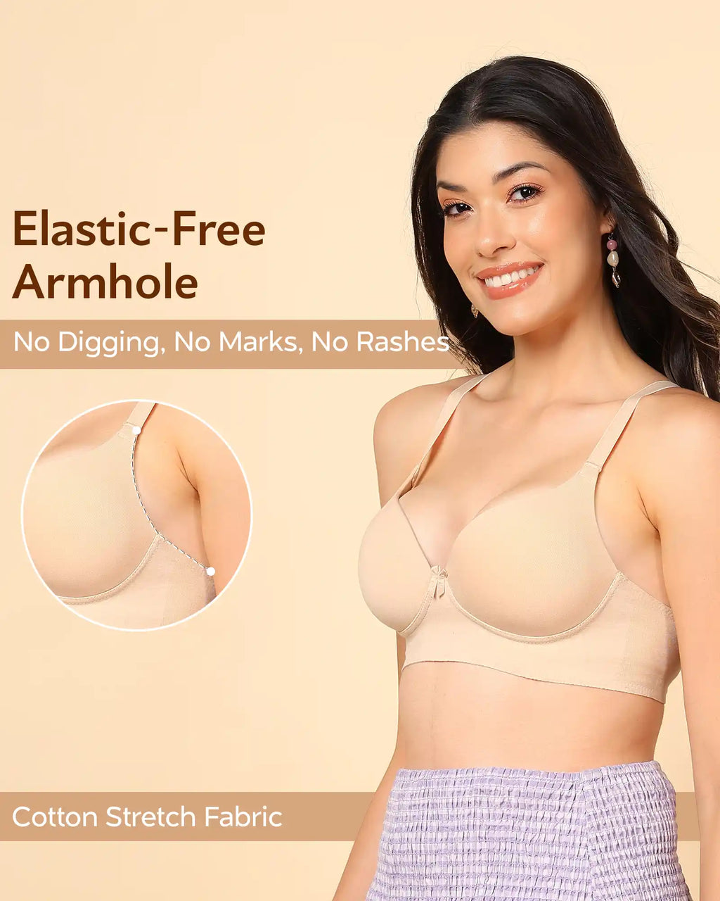 Swanz  Bonded Breathable Cotton Push-Up 3/4-Coverage Maximiser Bra (Level 2 Padding) (SB-97015)