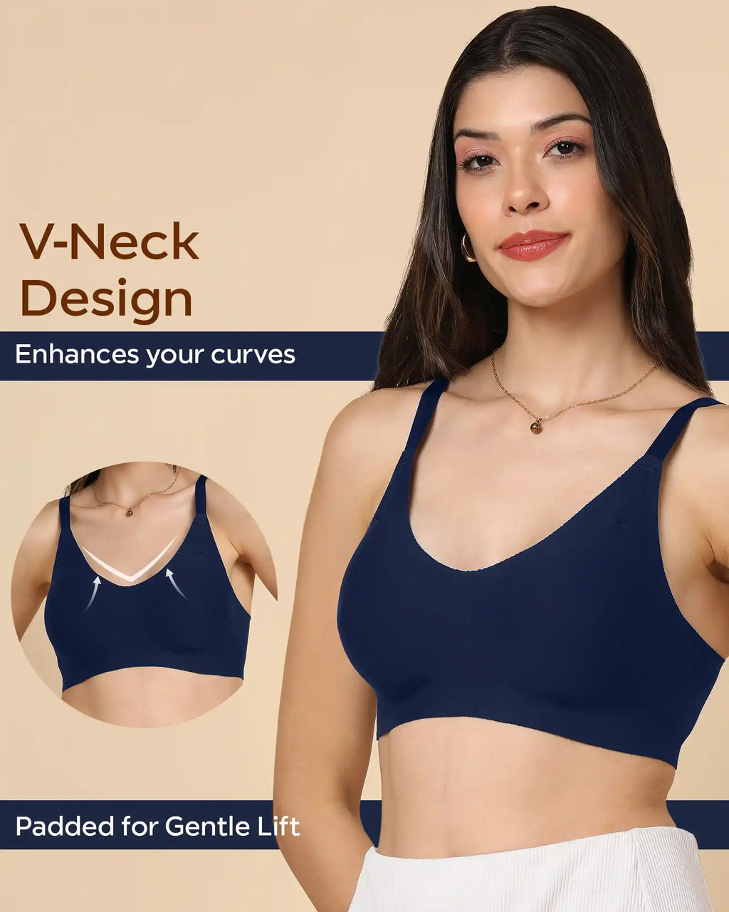 Swanz  Bonded Breathable Cotton Padded Full-Coverage Bra (SB-938-Navy)