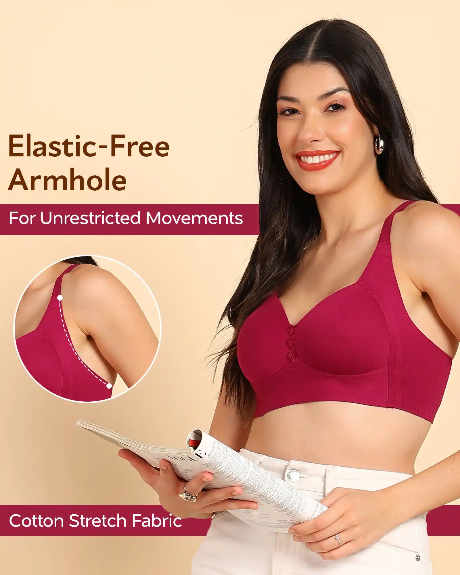 Swanz  Bonded Breathable Cotton Plus-Size Padded M-Frame Minimiser (SB-9203)